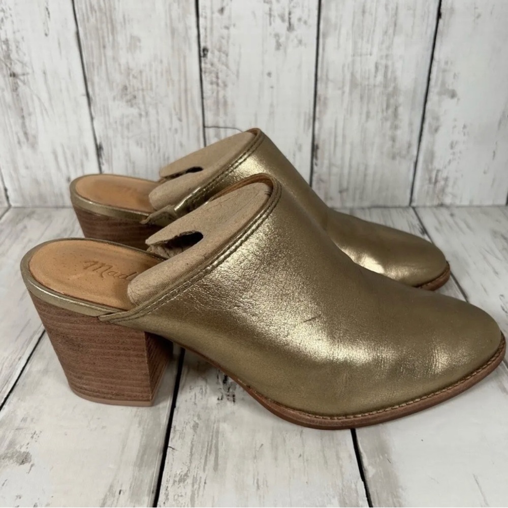 Madewell The Harper Mule Clog  in Metallic Gold Leather Shoe 8